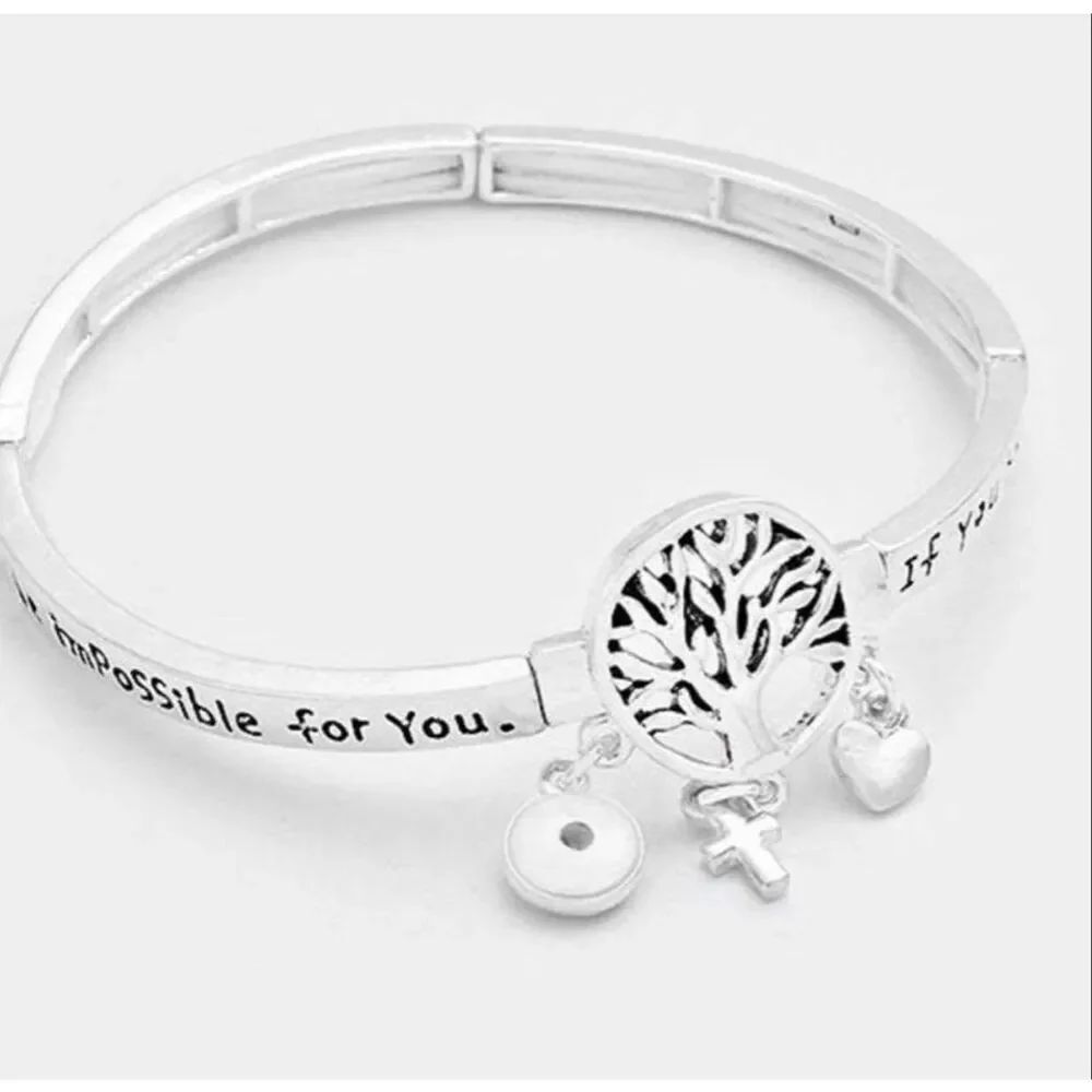 New Womens Boutique Silver Faith of A Mustard Seed Stretch Bracelet